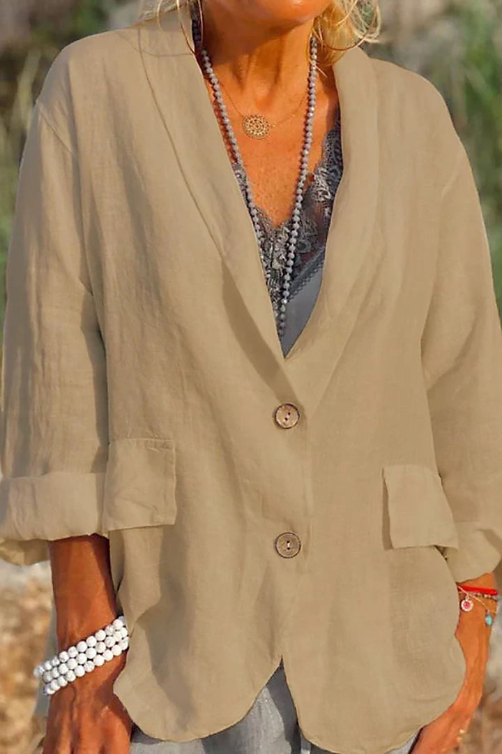 Blazer ligero de lino para mujer con botones – Clara