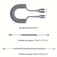 100W USB-C Spring Charging Cable with High-Speed Data Transfer – Buy 1, Get 1 FREE-B USB TO C-State of Style