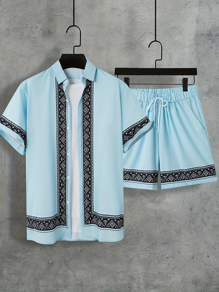 Boho Summer Set Men Two-Piece Shirt and Shorts Relaxed - Malik