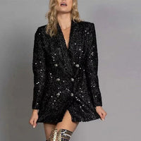 Paillet-blazer-jumpsuit med dobbeltradede knapper – Stella