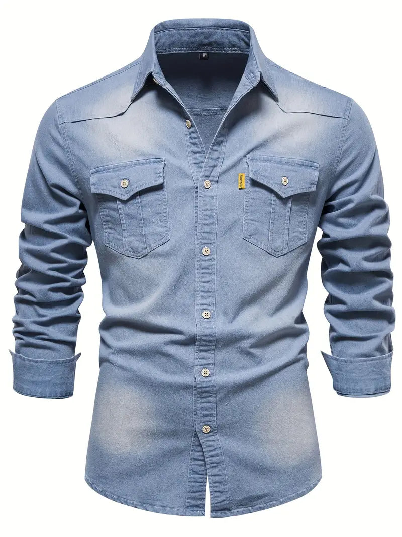 Elastic Cotton Denim Shirt - Logan