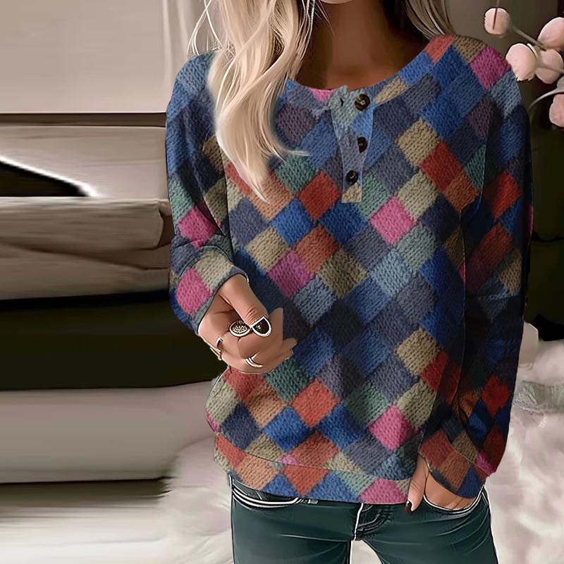 Suéter vintage de cuadros para mujer - Haruka