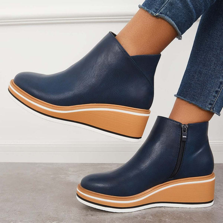 Trendige Damen Stiefeletten mit Reißverschluss und Plateau - Alessia