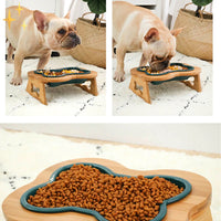 Ceramic Dog Bowl with Wooden Base – BoneFeast