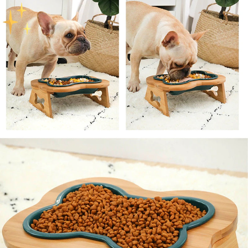 Ceramic Dog Bowl with Wooden Base – BoneFeast