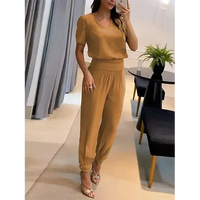 Trendy women's jumpsuit with short sleeves & wide legs – Alina
