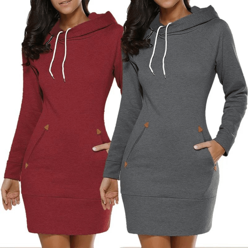Hooded Sweat Dress with Pockets – Isabella