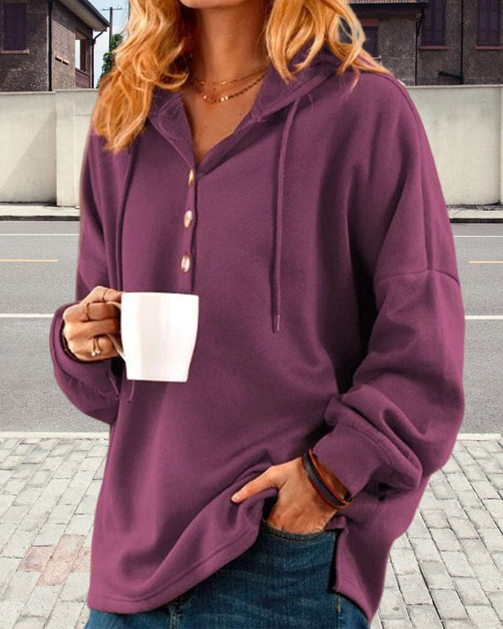 Hoodie with Button Placket - Luna