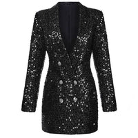 Paillet-blazer-jumpsuit med dobbeltradede knapper – Stella
