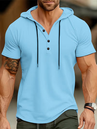 Herren T-Shirt mit Kapuze und Knopfverschluss – Mason