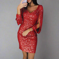 Stylish evening dress with sequins - Oreana