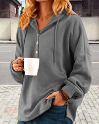 Hoodie with Button Placket - Luna