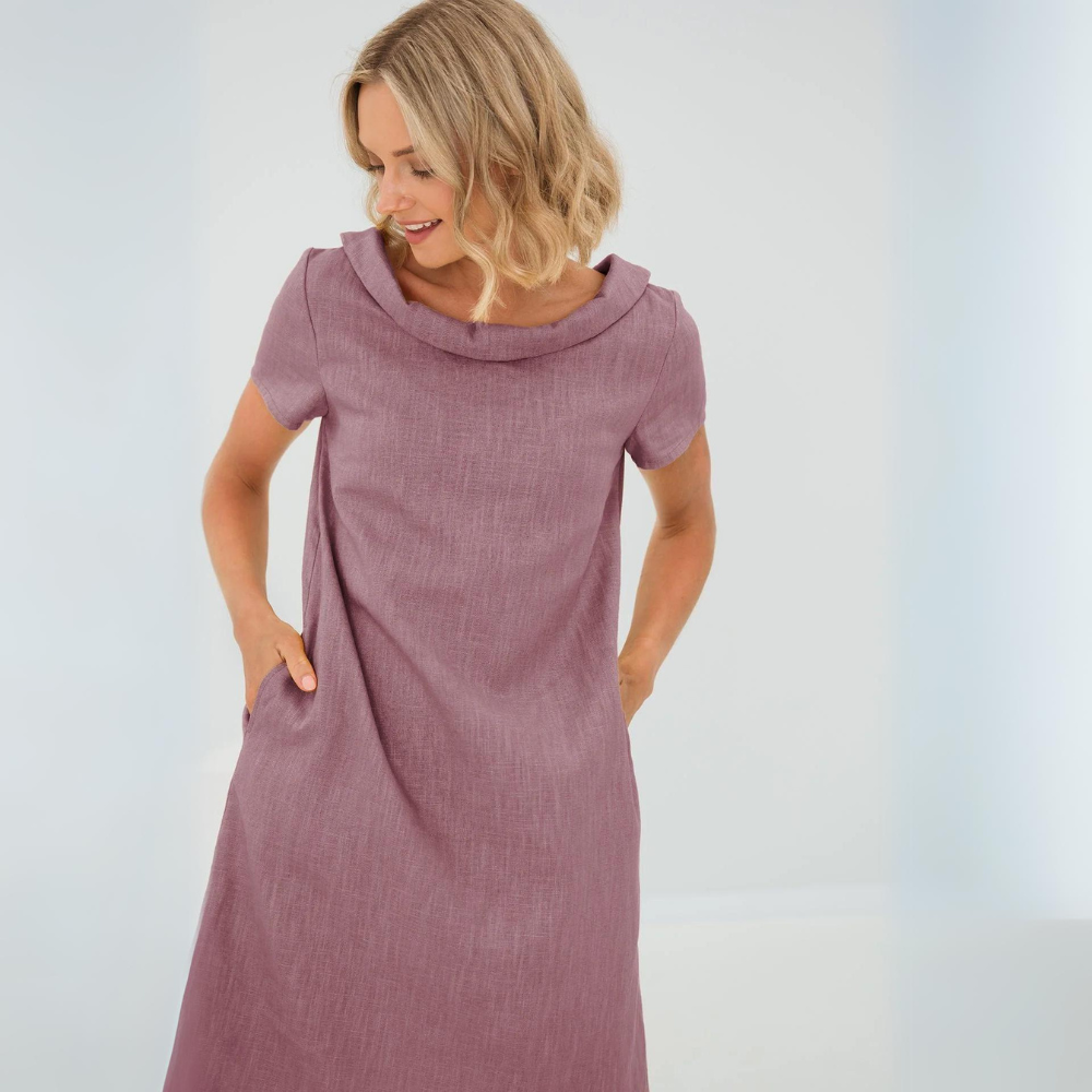 Stylish summer dress made of linen-cotton blend - LinaLuft