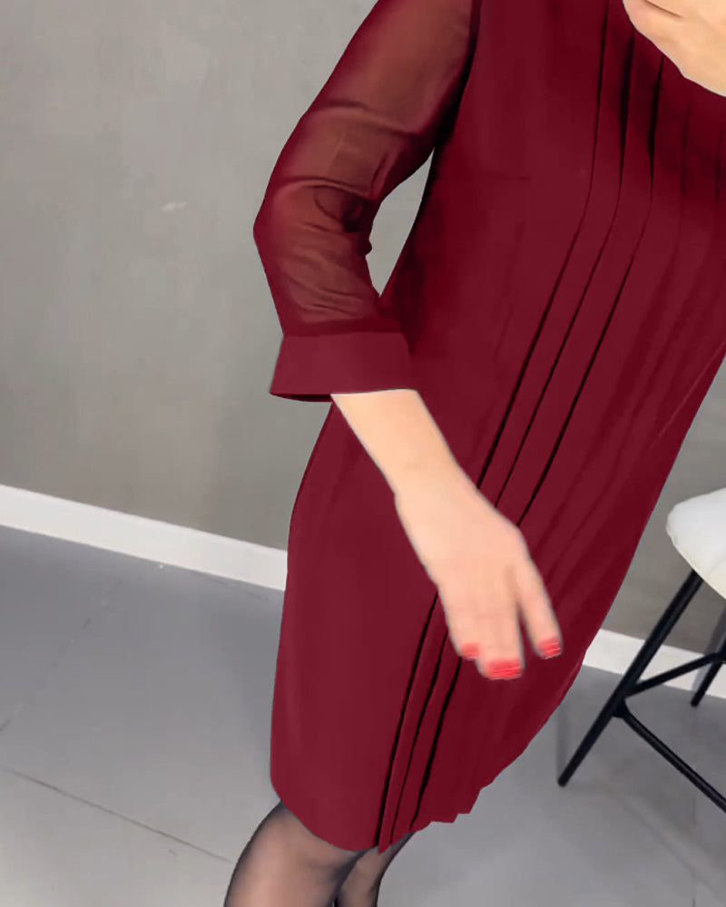 Elegant shift dress with mesh details – Gabrielle