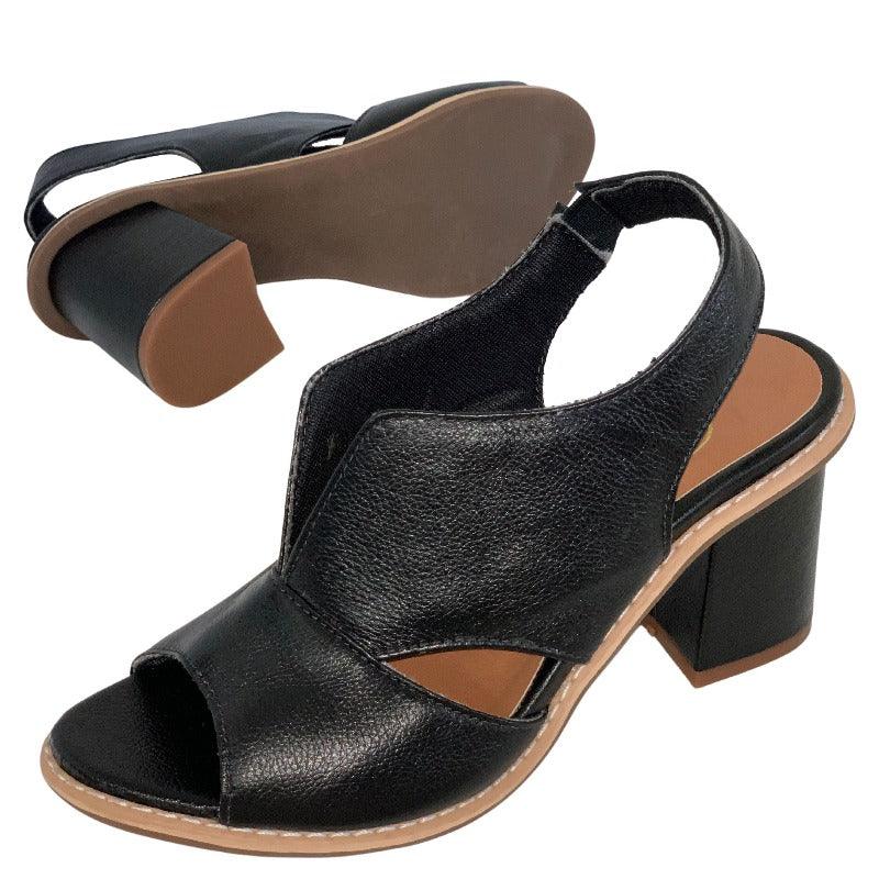 Sandalias de cuero para mujer con tacón y plantilla cómoda – Selina