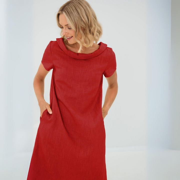 Linen summer dress with midi length – Fenna