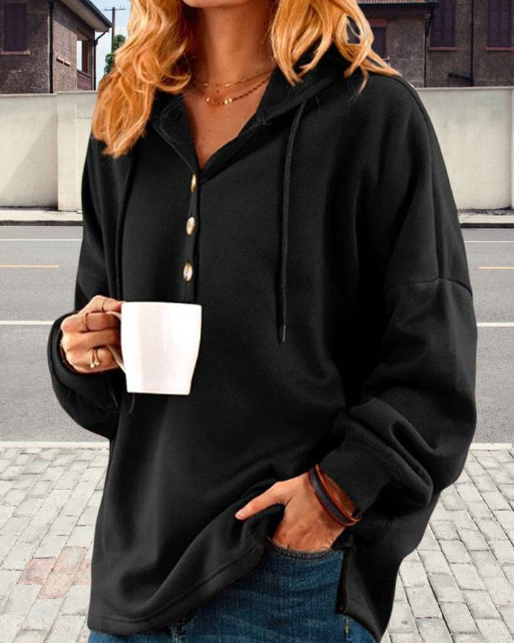 Hoodie with Button Placket - Luna
