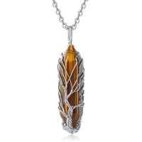Stylish Crystal and Tree of Life Gemstone Necklace – Elara