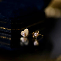 Heart Bead Stud Earrings - Amelie