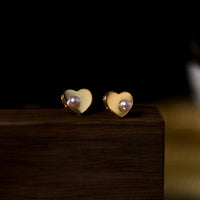 Heart Bead Stud Earrings - Amelie