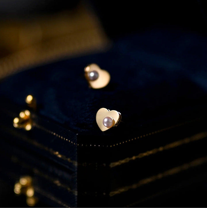 Heart Bead Stud Earrings - Amelie