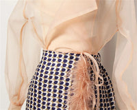 Conjunto de verano de gasa de dos piezas con cinturón y falda – Maurelle