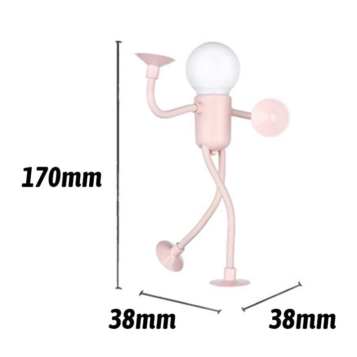 Rosa Figurenlampe in Tanzpose mit Maßangaben für Höhe und Breite, die Maße sind als Zahlen in der Grafik eingeblendet. 14