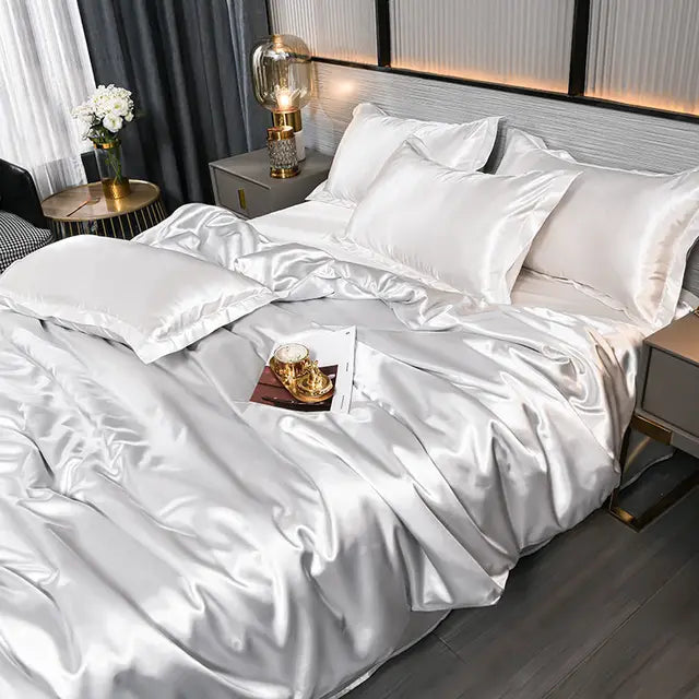 Luxe Uni Satin Duvet Cover - SilkSerenity