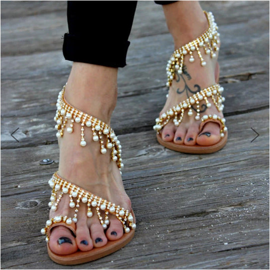 Sandalias ortopédicas para mujer con detalle de perlas – Amara