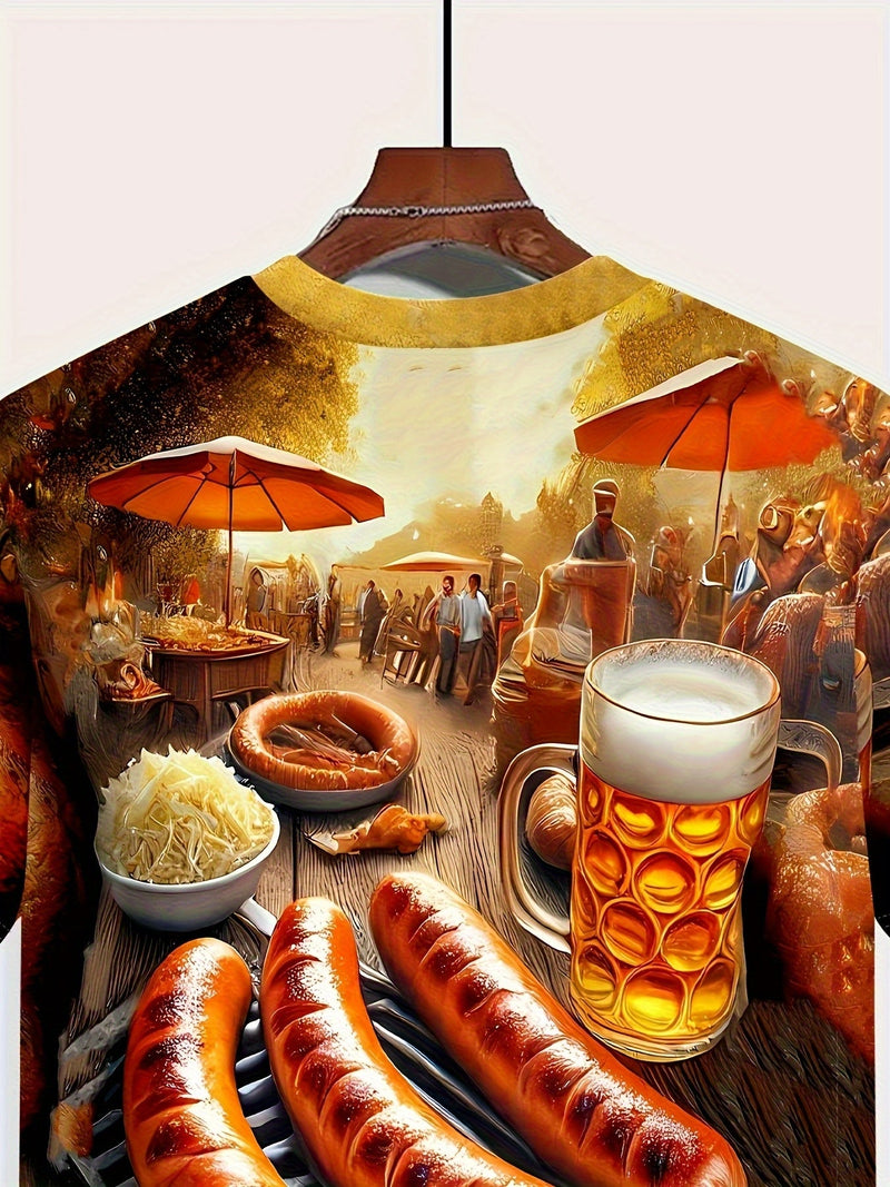 Men's Short Sleeve T-Shirt with BBQ & Beer Print – Karl Oktoberfest 2025