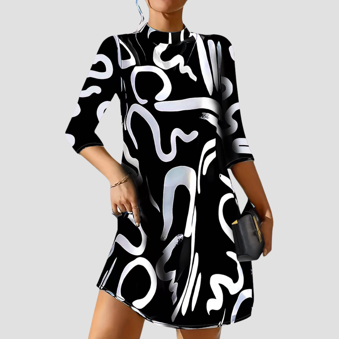 Mini dress with long sleeves & round neckline – Elanora