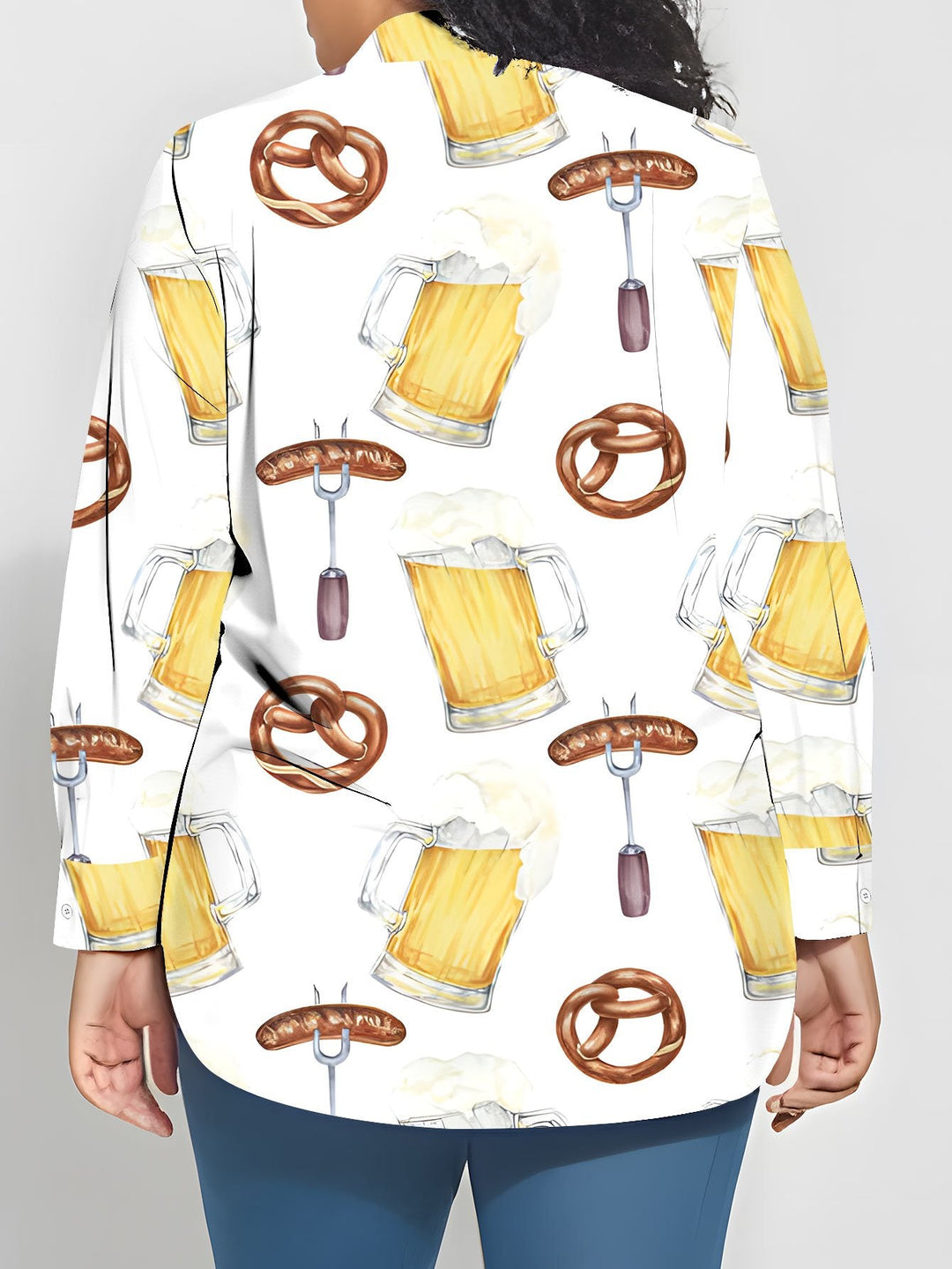 Dame Plus Size Bluse med heltrykk – Greta Oktoberfest 2025