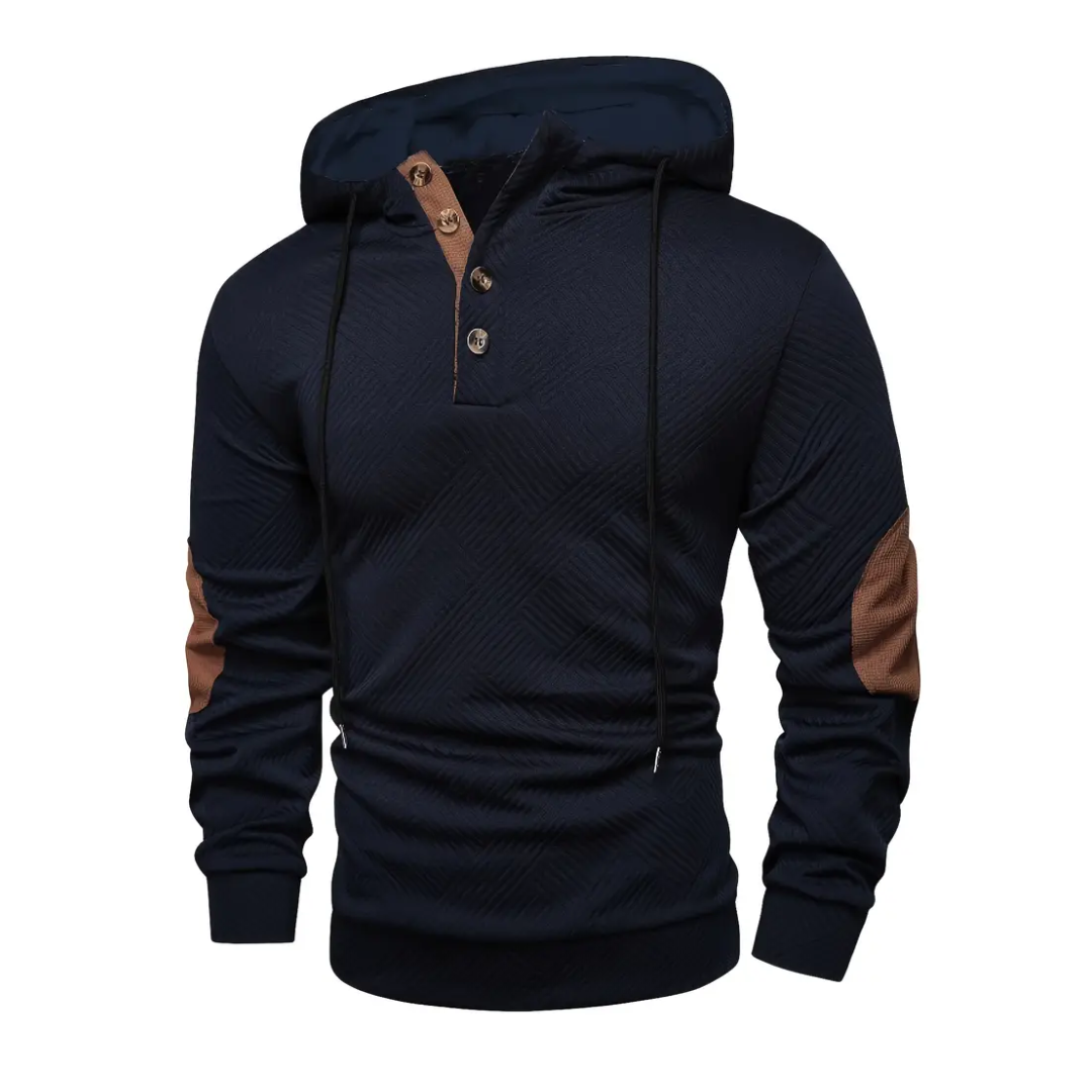 Men's Outdoor Hoodie with Comfort Stretch & Button Placket – Mads