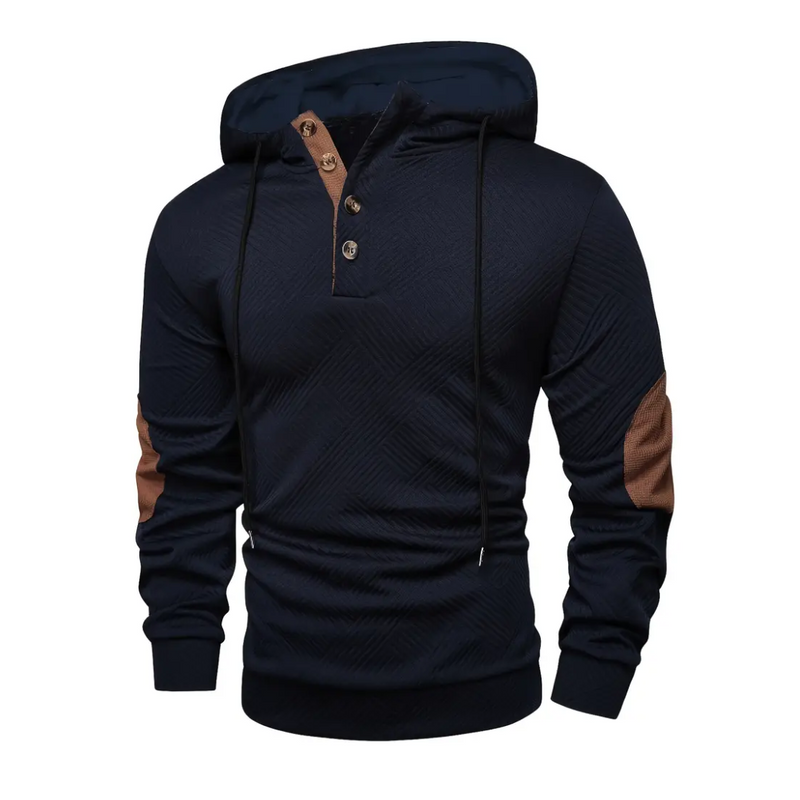 Men's Outdoor Hoodie with Comfort Stretch & Button Placket – Mads