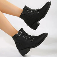 Women's ankle boots with block heel in vintage look – Yolisa
