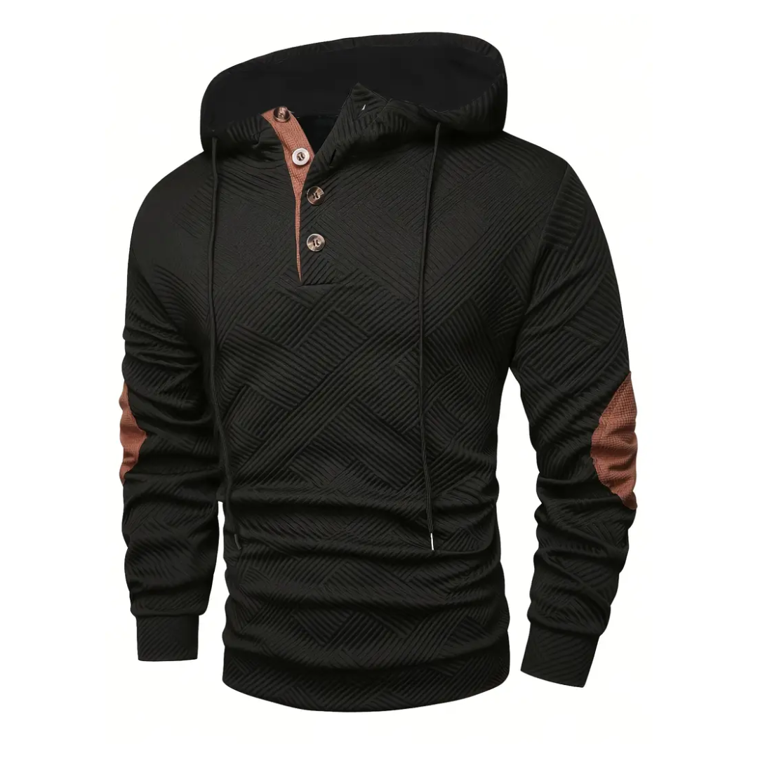 Men's Outdoor Hoodie with Comfort Stretch & Button Placket – Mads