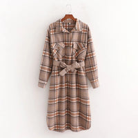 Checked autumn dress with belt – Elodie