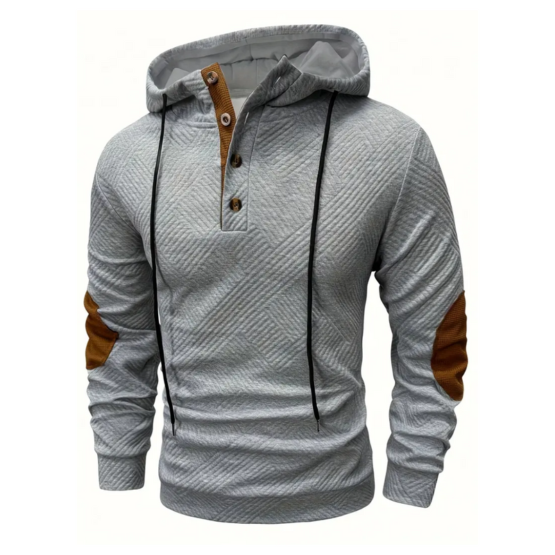 Men's Outdoor Hoodie with Comfort Stretch & Button Placket – Mads