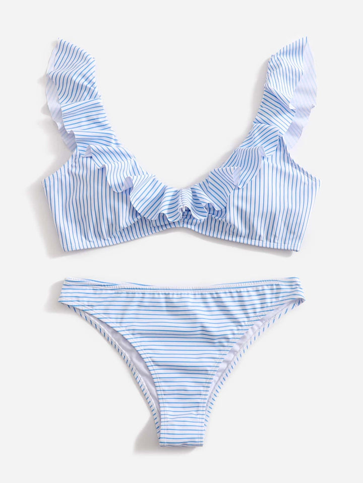Blå-hvid stribet bikini - Lina