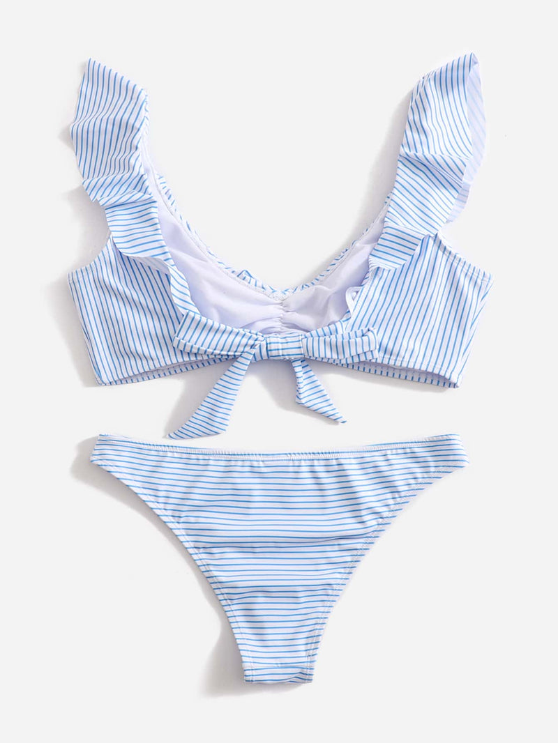 Blå-hvid stribet bikini - Lina