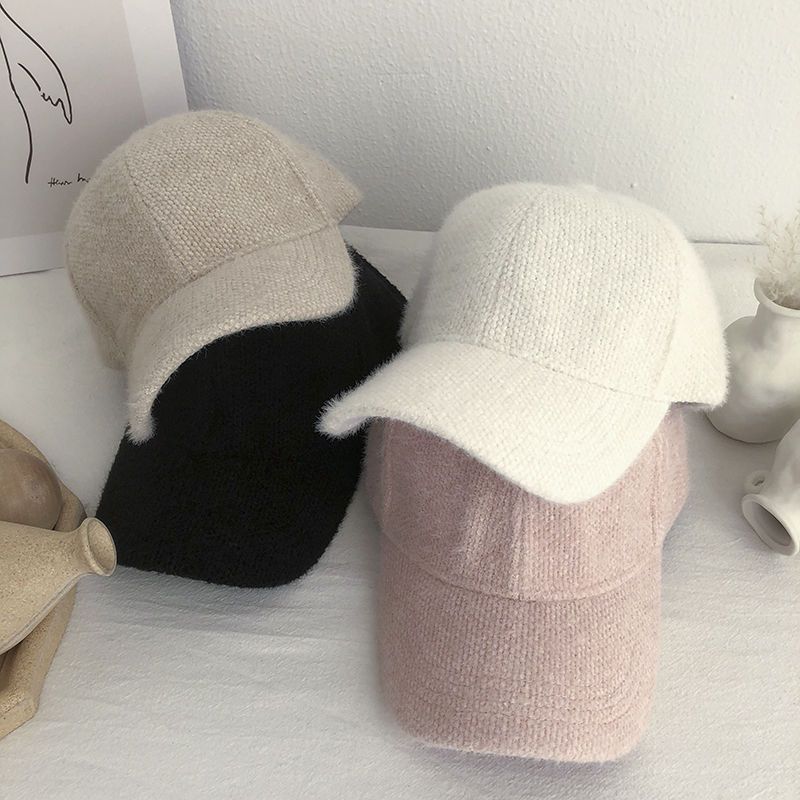 Varm dame baseballcaps med imitasjonspels for høst og vinter – Lorena