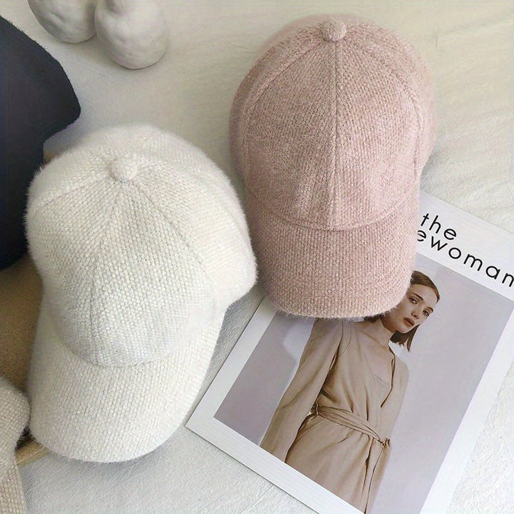 Varm dame baseballcaps med imitasjonspels for høst og vinter – Lorena