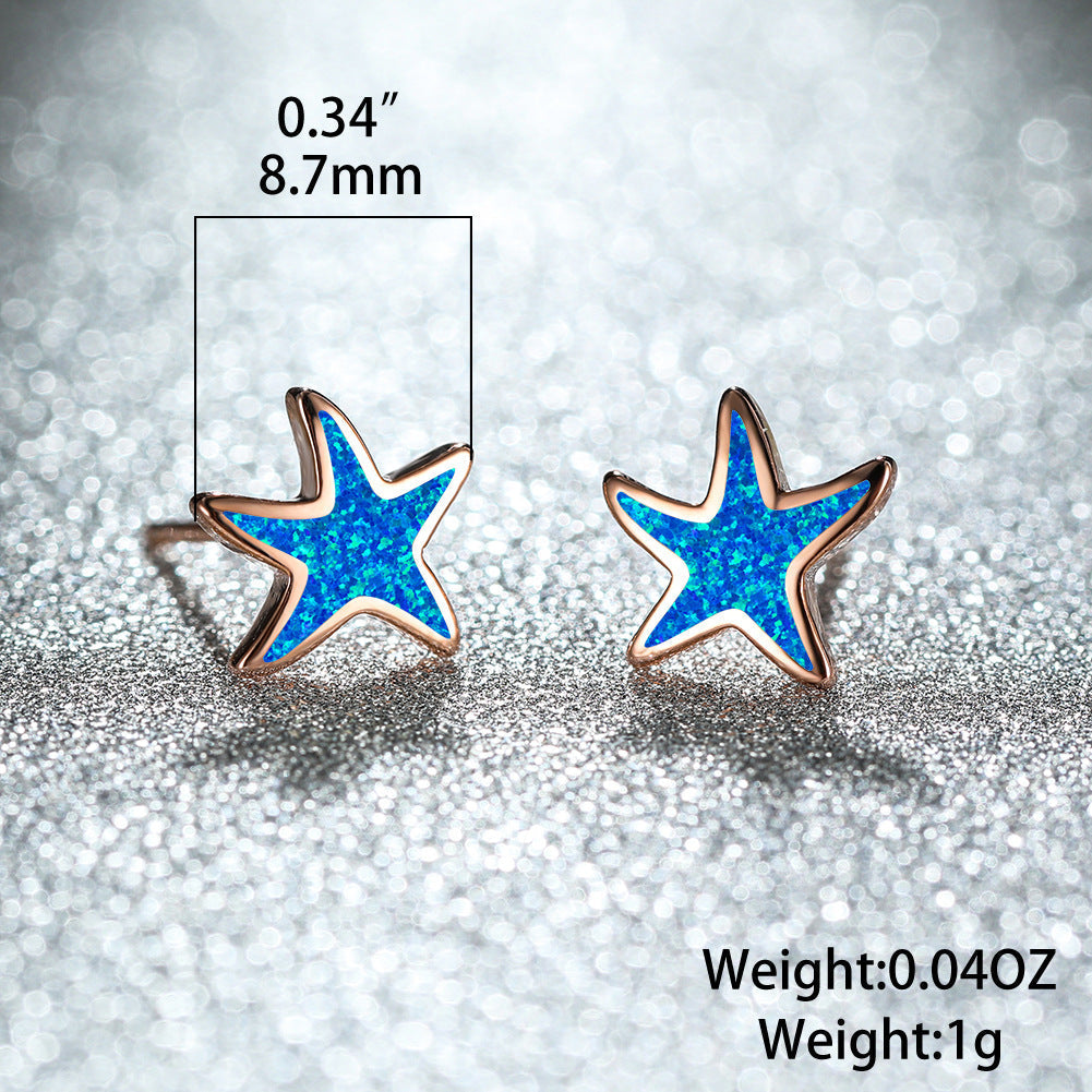 Blue Opal Starfish Earrings - Marina