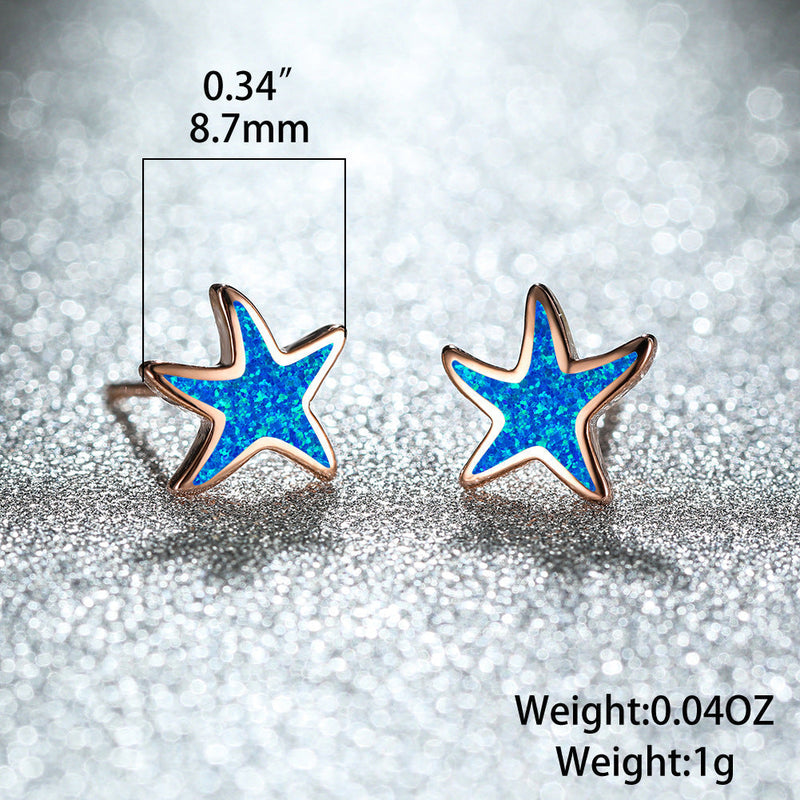Blue Opal Starfish Earrings - Marina