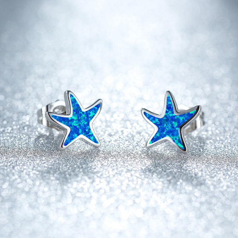 Blue Opal Starfish Earrings - Marina