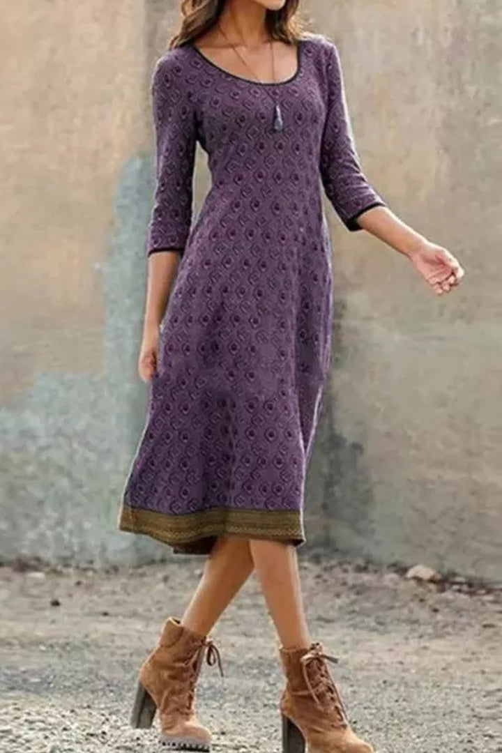 Airy & Stylish Midi Dress with Print and Half Sleeve – Livia
