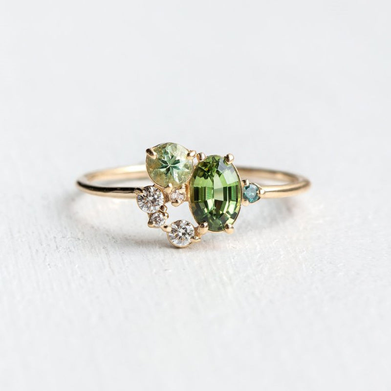 Naturlig peridot med zirkonring – Selene