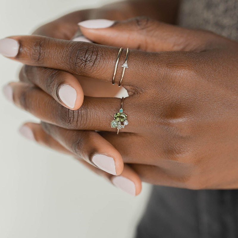 Naturlig peridot med zirkonring – Selene