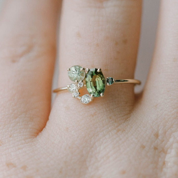 Naturlig peridot med zirkonring – Selene