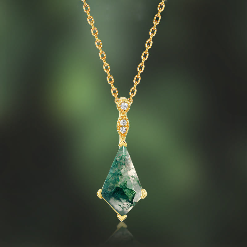 Conjunto de joyería de moosachat y circonio blanco – Lana